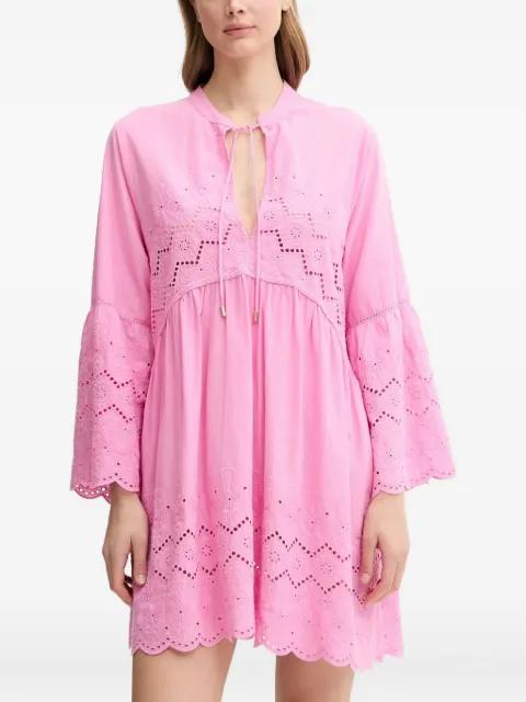 eyelet-embroidered bell-sleeve dress by MELISSA ODABASH