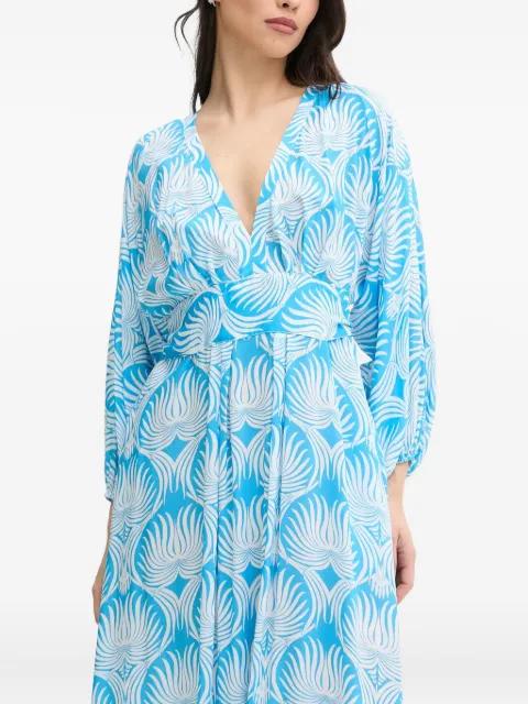 leaf-print pleated maxi dress by MELISSA ODABASH