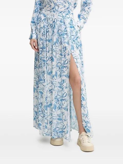 leaf-print side-split midi A-line skirt by MELISSA ODABASH