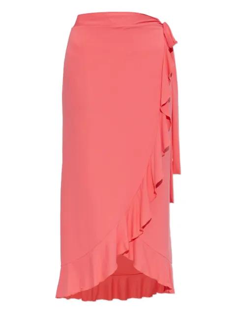 ruffled-trim tie-fastening midi skirt by MELISSA ODABASH