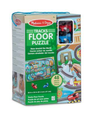Race Track Floor Puzzle & Play Set - Ages 4+ by MELISSA&DOUG