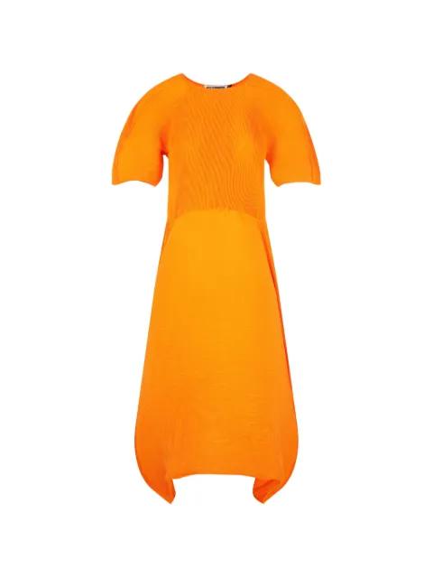 pleated curved-hem dress by MELITTA BAUMEISTER