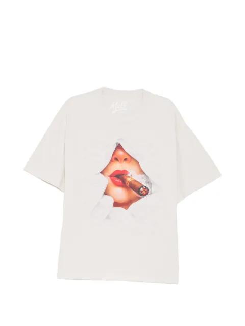 cigarette-print T-shirt by MELT