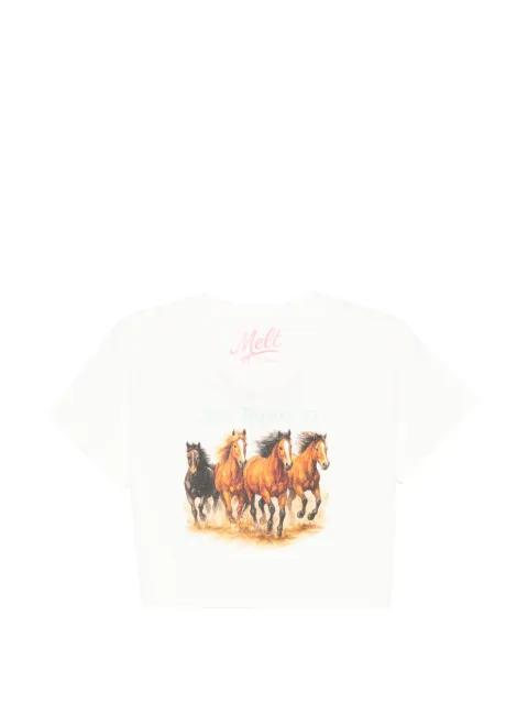 horse-print cropped T-shirt by MELT