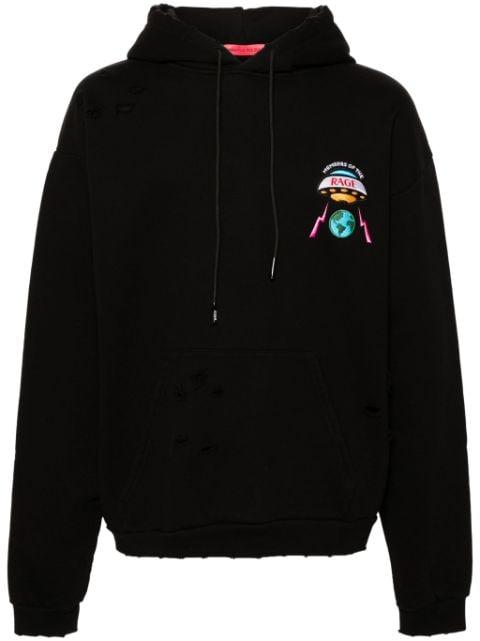 logo-patch distressed hoodie by MEMBERS OF THE RAGE