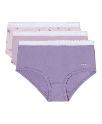 Little Girls 3 Pair Pack Lovely Lavender Floral Briefs by MEMOI