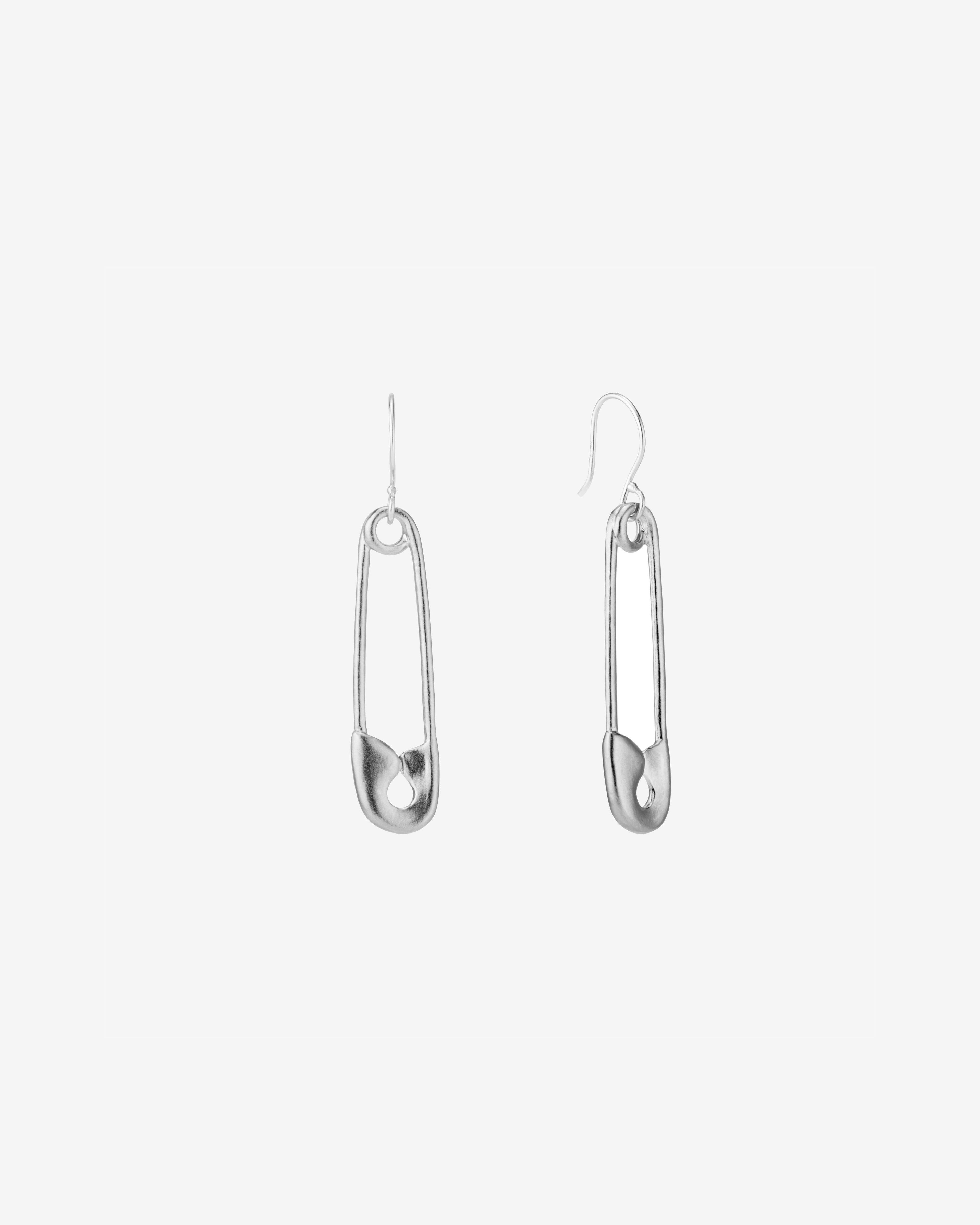 Mene - Safety Pin Drop Earrings - (Platinum) by MENE