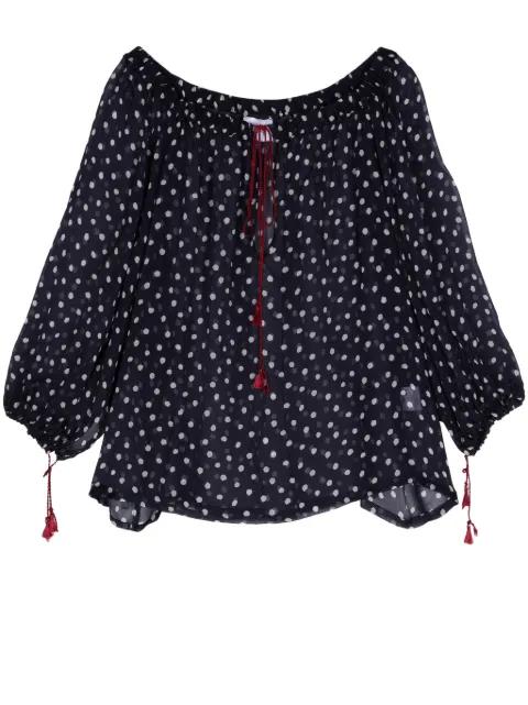 polka dot-print sheer blouse by MERCI