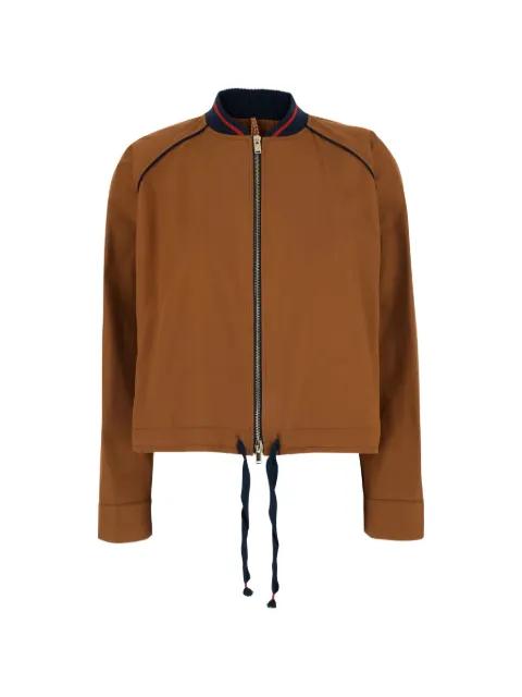 striped-trim drawstring-hem bomber jacket by MERCI