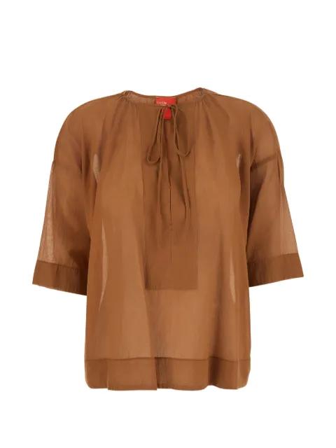 tie-fastening semi-sheer blouse by MERCI