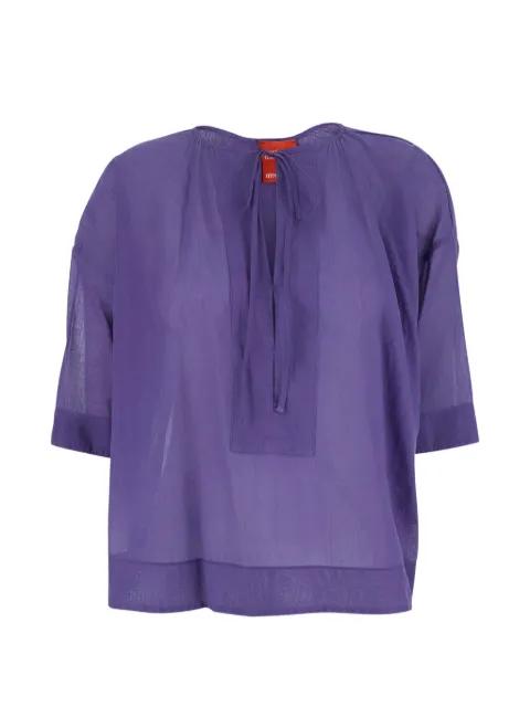 tie-neck semi-sheer blouse by MERCI
