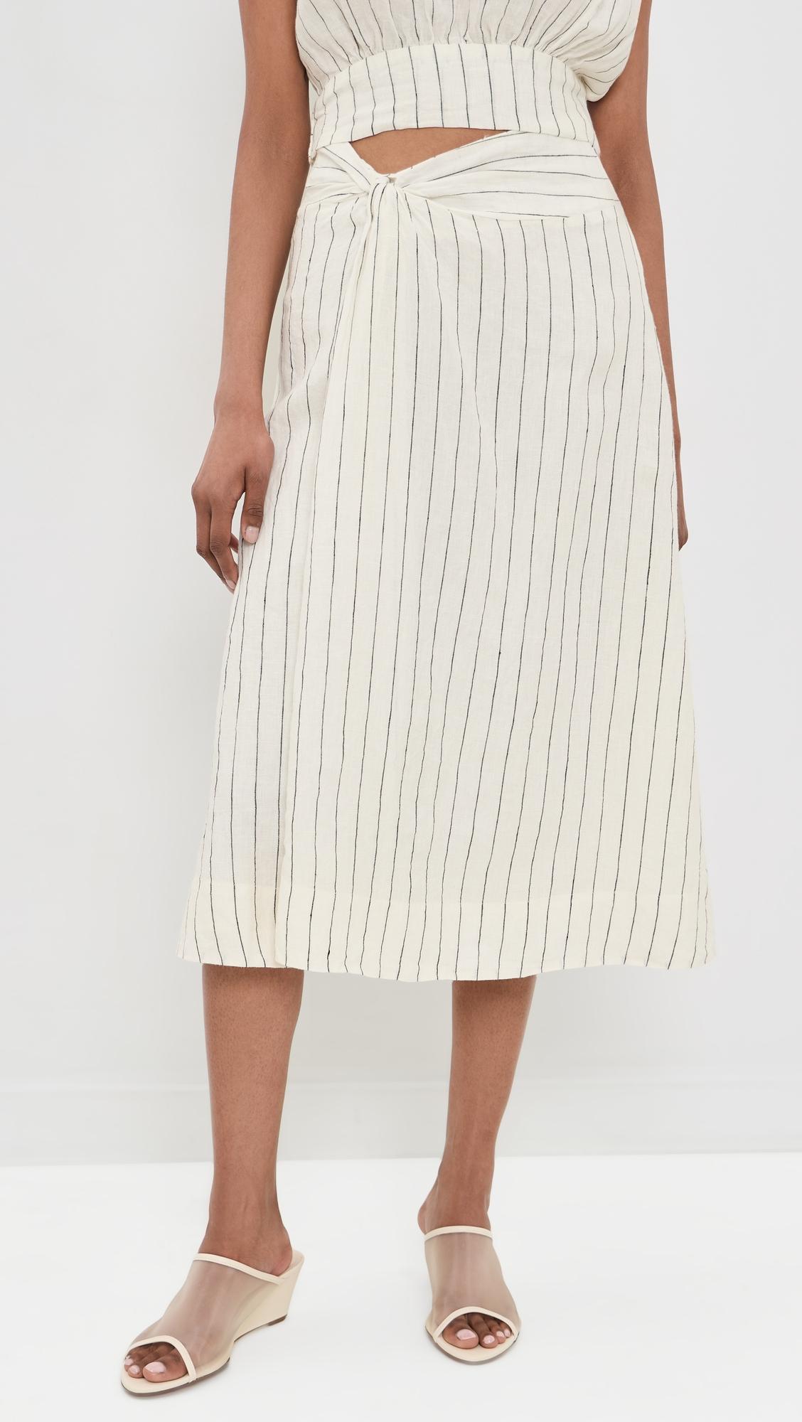 Mehar Linen Stripe Skirt by MERLETTE
