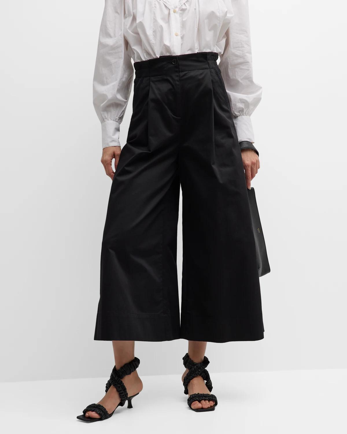 Sargent Embroidered Pleated Wide-Leg Pants by MERLETTE