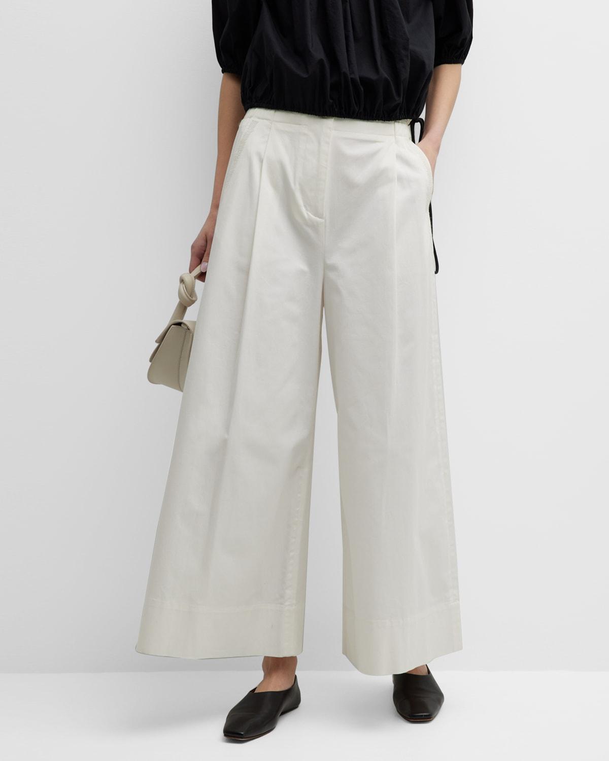 Sargent Embroidered Pleated Wide-Leg Pants by MERLETTE