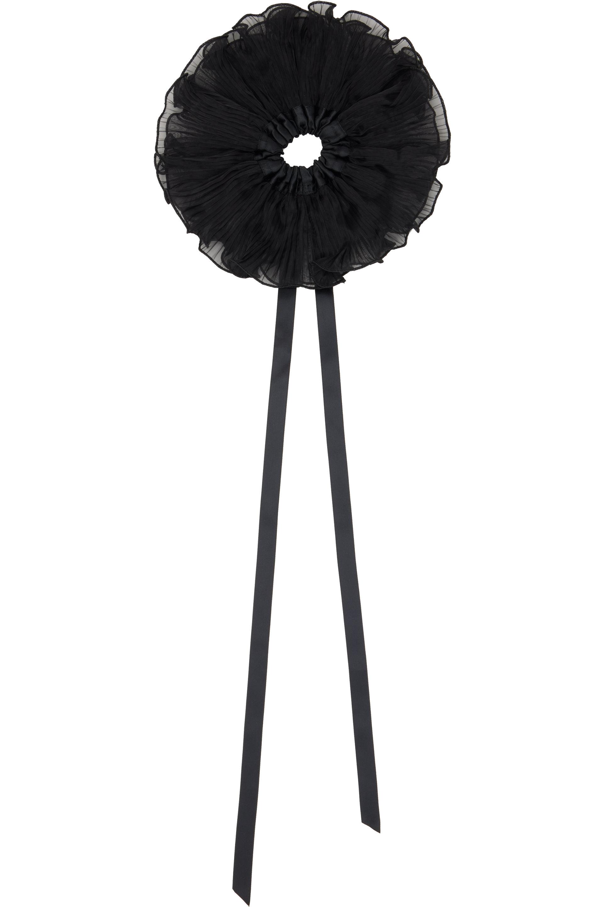 SSENSE Exclusive Black Orchid Pleated Organza Scrunchie by MERRMA