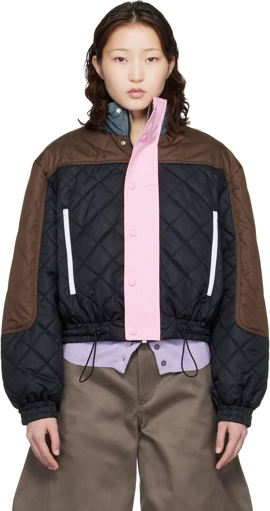 Black & Brown Quilted Track Bomber Jacket by MERYLL ROGGE