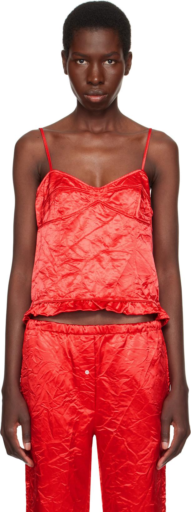 Red Creased Satin Slip Camisole by MERYLL ROGGE