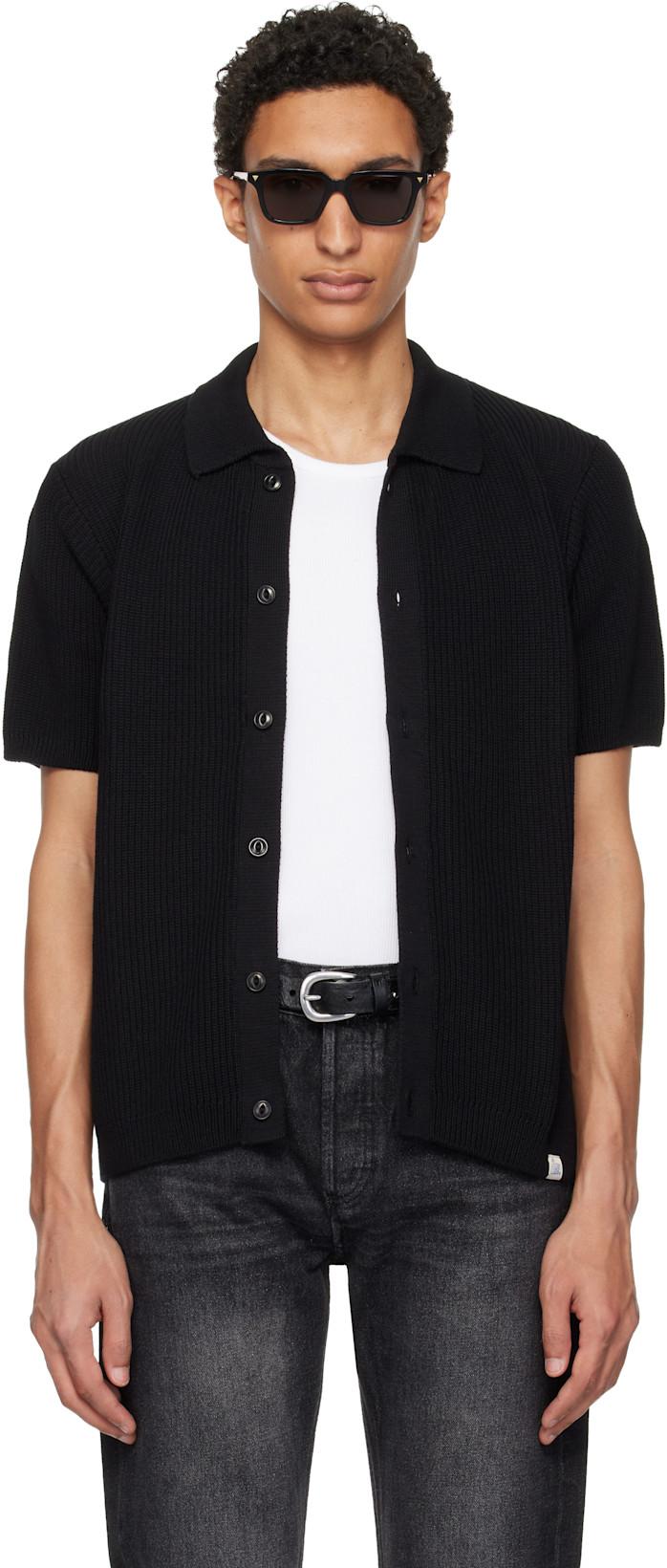 Black 1961 Ribbed Cotton Knit Shirt by MERZ B. SCHWANEN