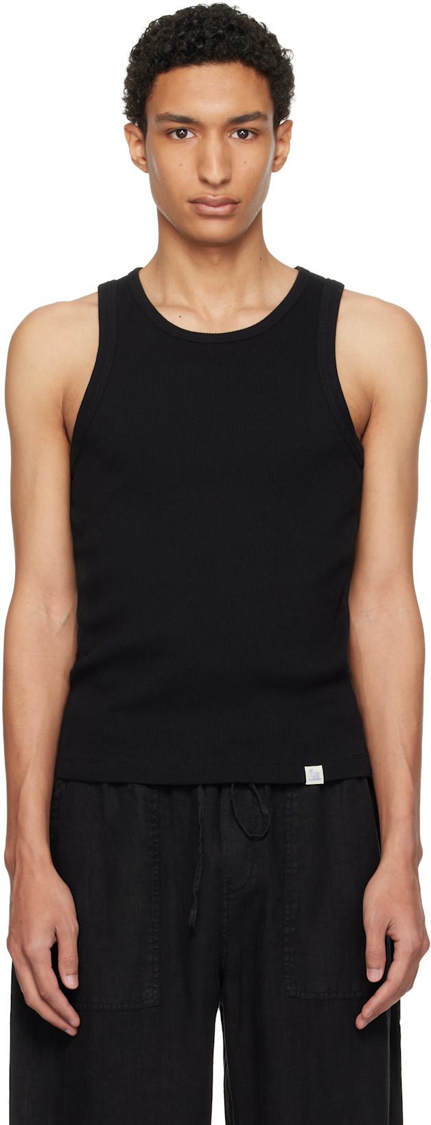 Black Iconic Ribbed Cotton Tank Top by MERZ B. SCHWANEN