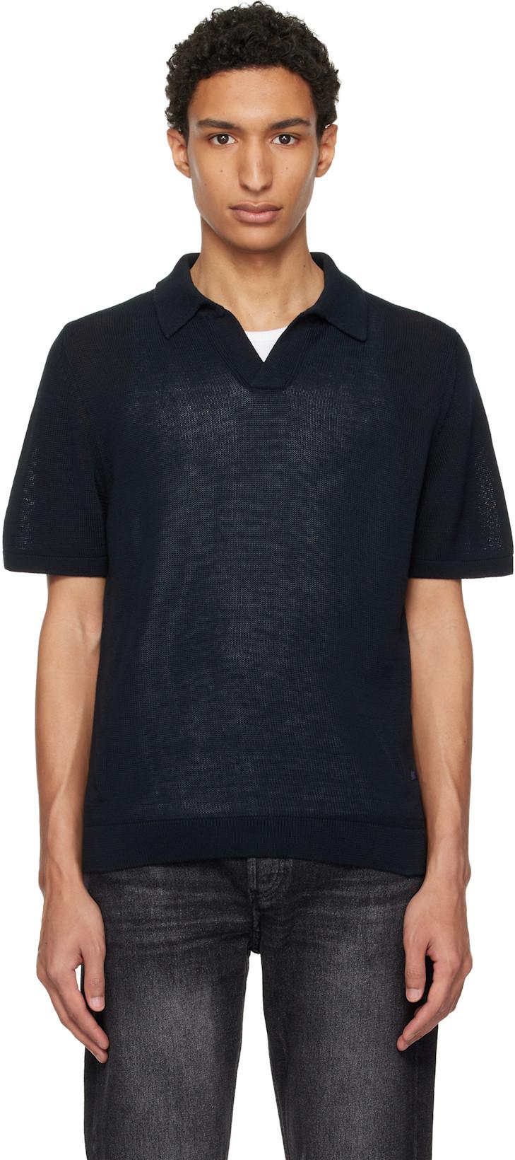 Navy Cotton Short Sleeve Polo by MERZ B. SCHWANEN