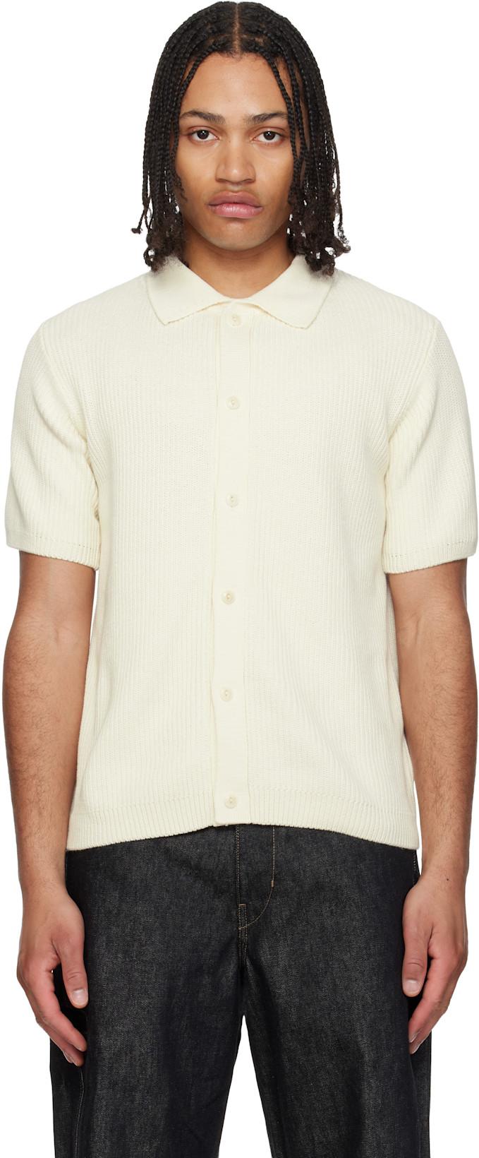 Off-White 1961 Ribbed Cotton Knit Shirt by MERZ B. SCHWANEN