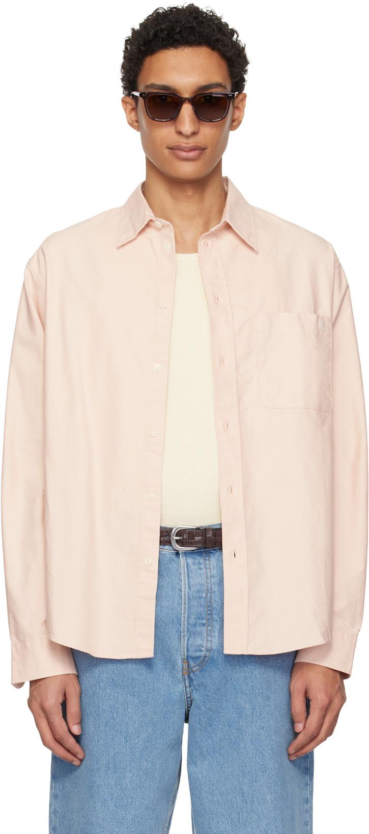 Pink Button-Down Cotton Oxford Long Sleeve Shirt by MERZ B. SCHWANEN