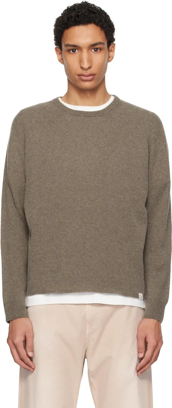 Taupe Lightweight Merino Wool-Cashmere-Silk Sweater by MERZ B. SCHWANEN