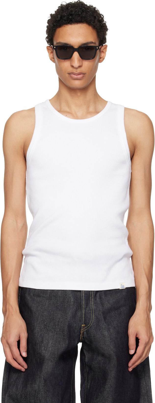 White Iconic Ribbed Cotton Tank Top by MERZ B. SCHWANEN