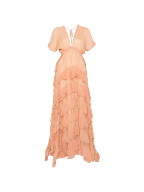 Charlotte ruffled V-neck maxi dress by MES DEMOISELLES