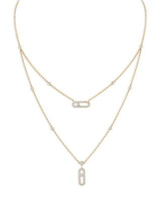 18K Gold Diamond Move Uno Layered Necklace by MESSIKA