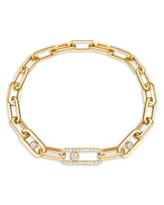 18K Gold Move Link Diamond Curb Chain Bracelet by MESSIKA