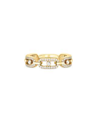 18K Gold Move Link Diamond Pav&eacute; Chain Ring by MESSIKA