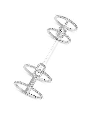 18K White Gold Diamond Move Uno Double Ring by MESSIKA