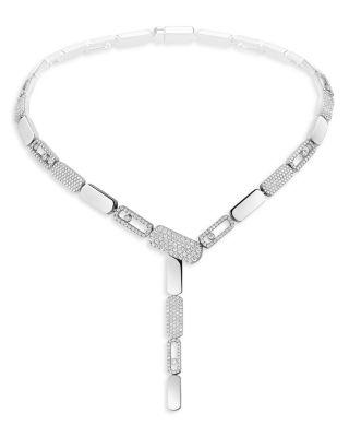18K White Gold Imperial Move Diamond Pav&eacute; Cravate Lariat Necklace by MESSIKA