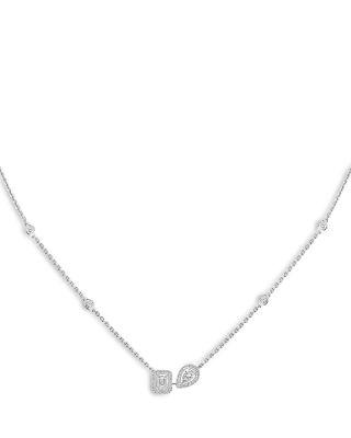 18K White Gold My Twin Toi & Moi Diamond Necklace by MESSIKA