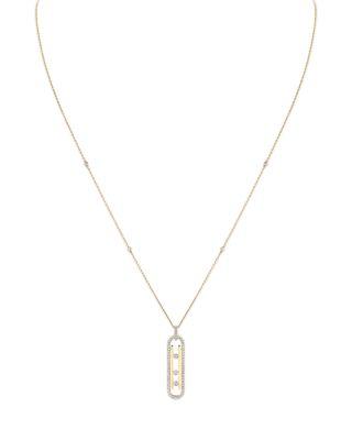 18K Yellow Gold Move 10th Birthday Diamond Oval Long Pendant Necklace by MESSIKA