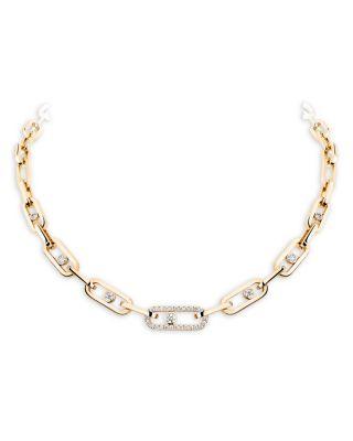 18K Yellow Gold Move Link Diamond Chain Adjustable Necklace by MESSIKA