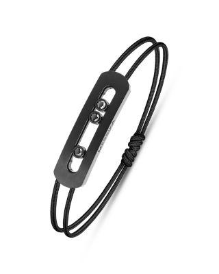 Diamond Move Titanium Black Extra Large Bracelet in Titanium on Cord by MESSIKA