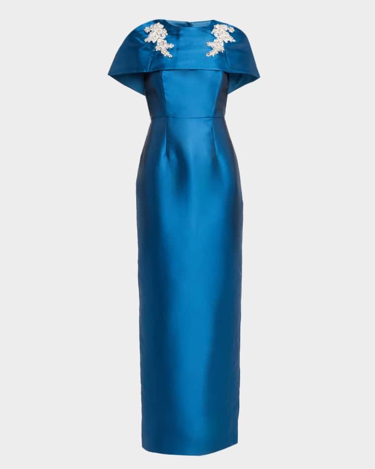 Eve Cape Silk Twill Column Gown by MESTIZA NEW YORK