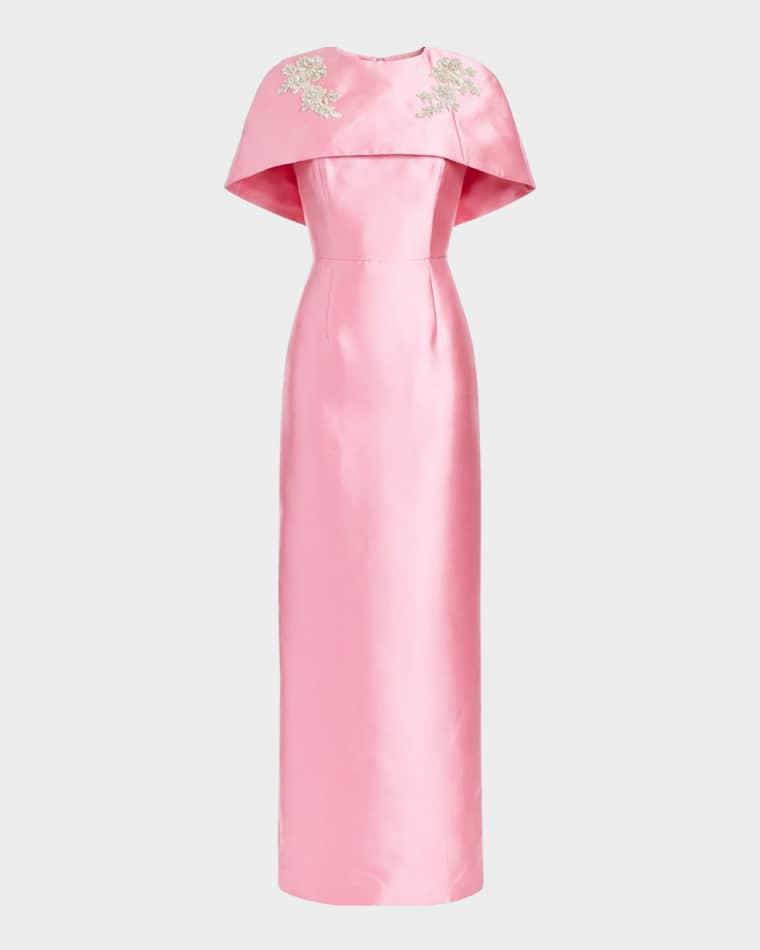 Eve Embellished Capelet Silk Twill Gown by MESTIZA NEW YORK