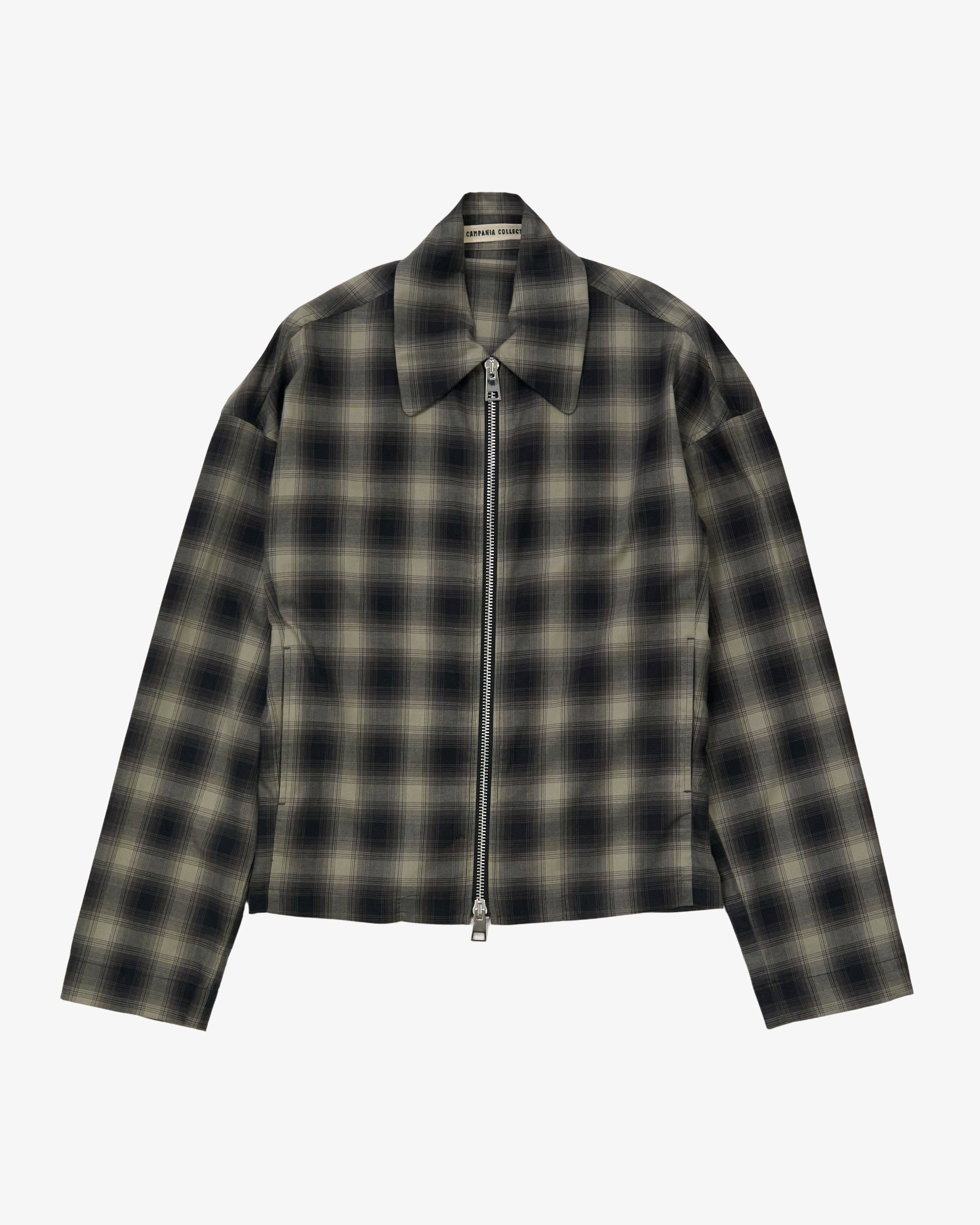 META CAMPANIA COLLECTIVE  - Men's Tino Cotton Check Shirting Collar Blouson - (Checks) by META CAMPANIA COLLECTIVE