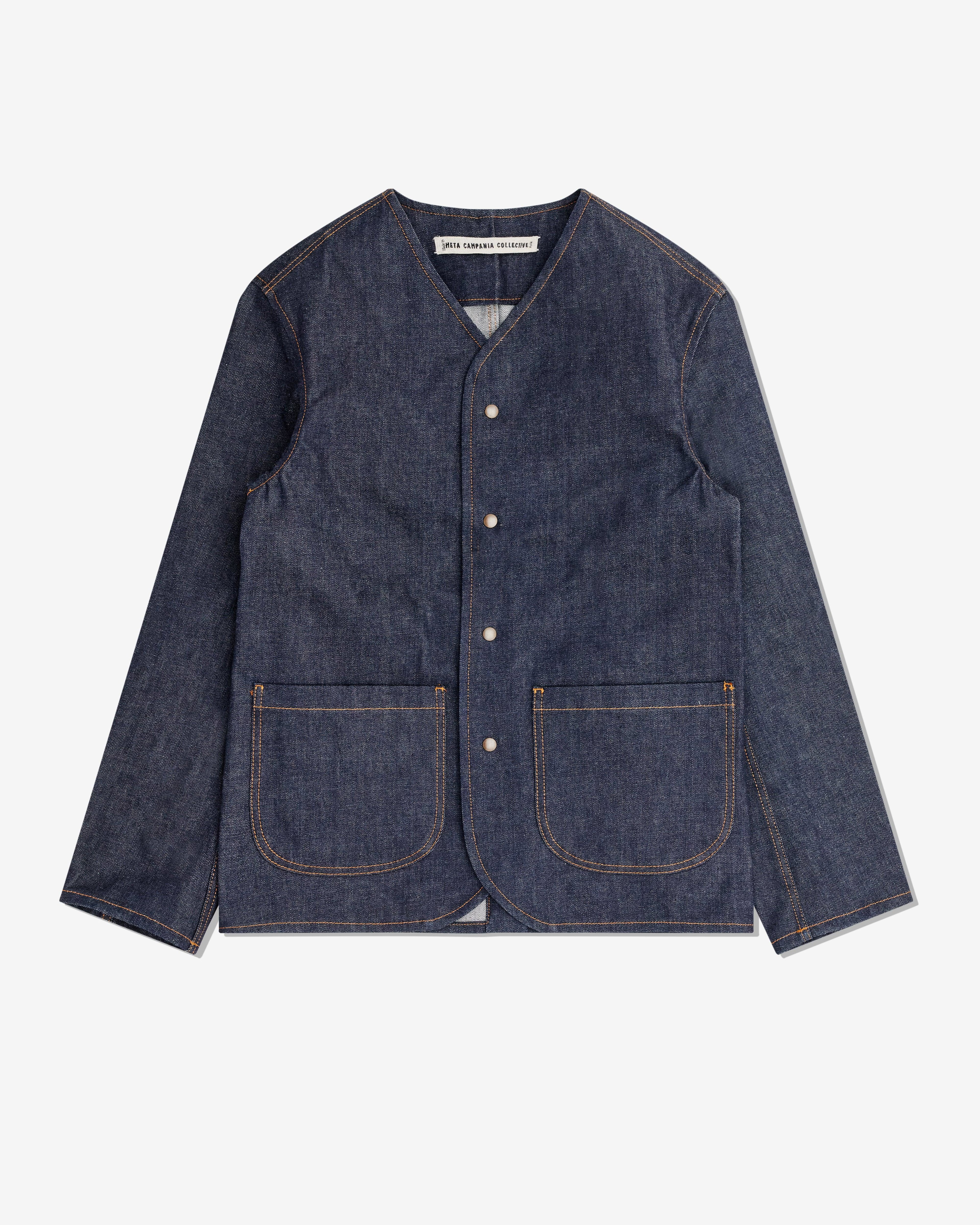 Meta Campania Collective - Men’s Leon Collarless Jacket - (Mid Blue) by META CAMPANIA COLLECTIVE