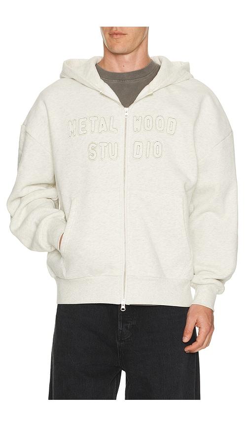 Metalwood Studio Cutie Zip Hooded Sweatshirt in Light Grey by METALWOOD STUDIO