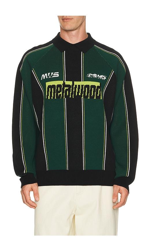 Metalwood Studio Knit Football Top in Green by METALWOOD STUDIO