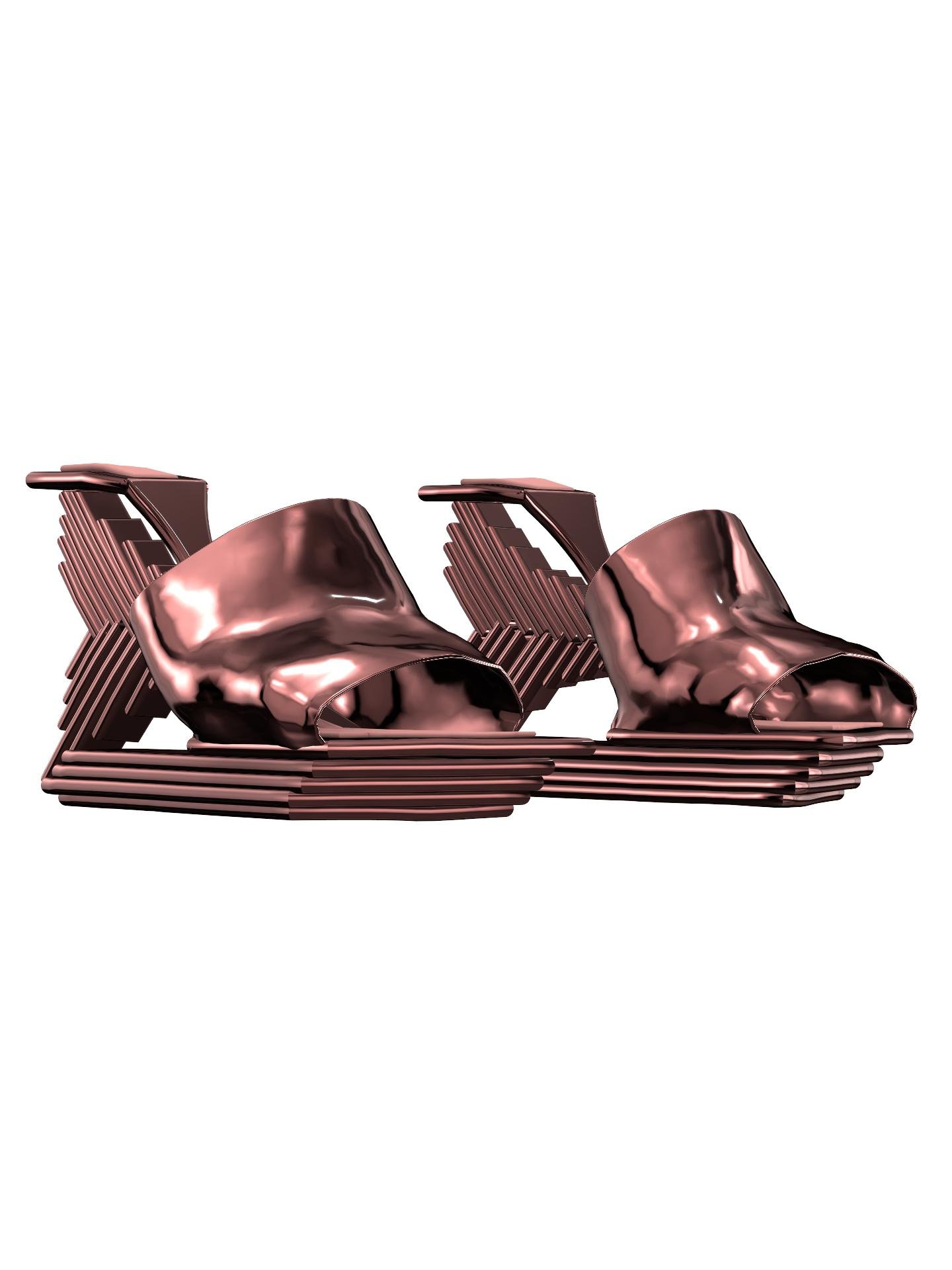 Pink metallic layer heel by METAVERSAILLES
