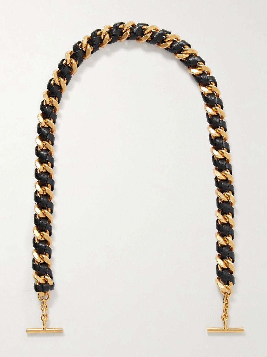 Large gold-tone leather bag chain by METIER