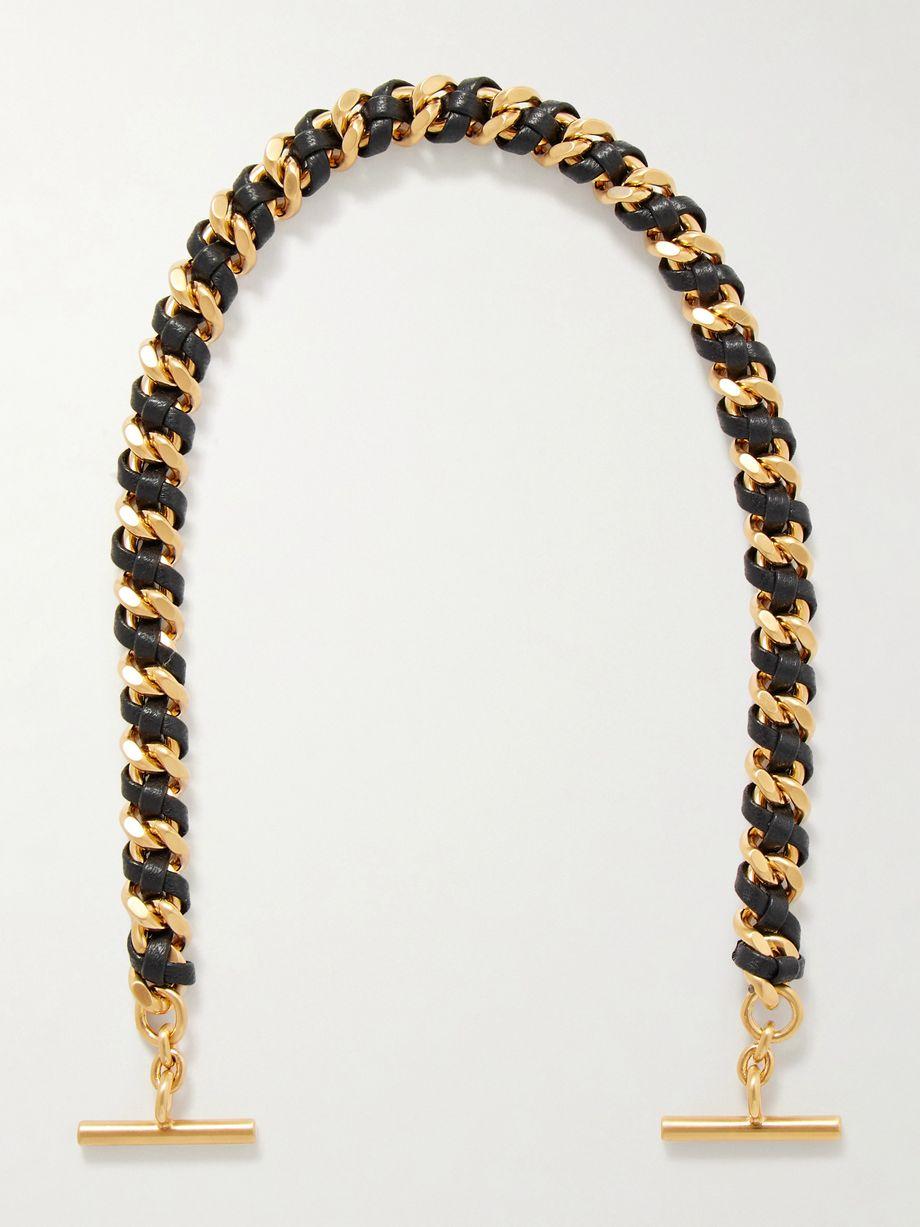 Small gold-tone leather bag chain by METIER