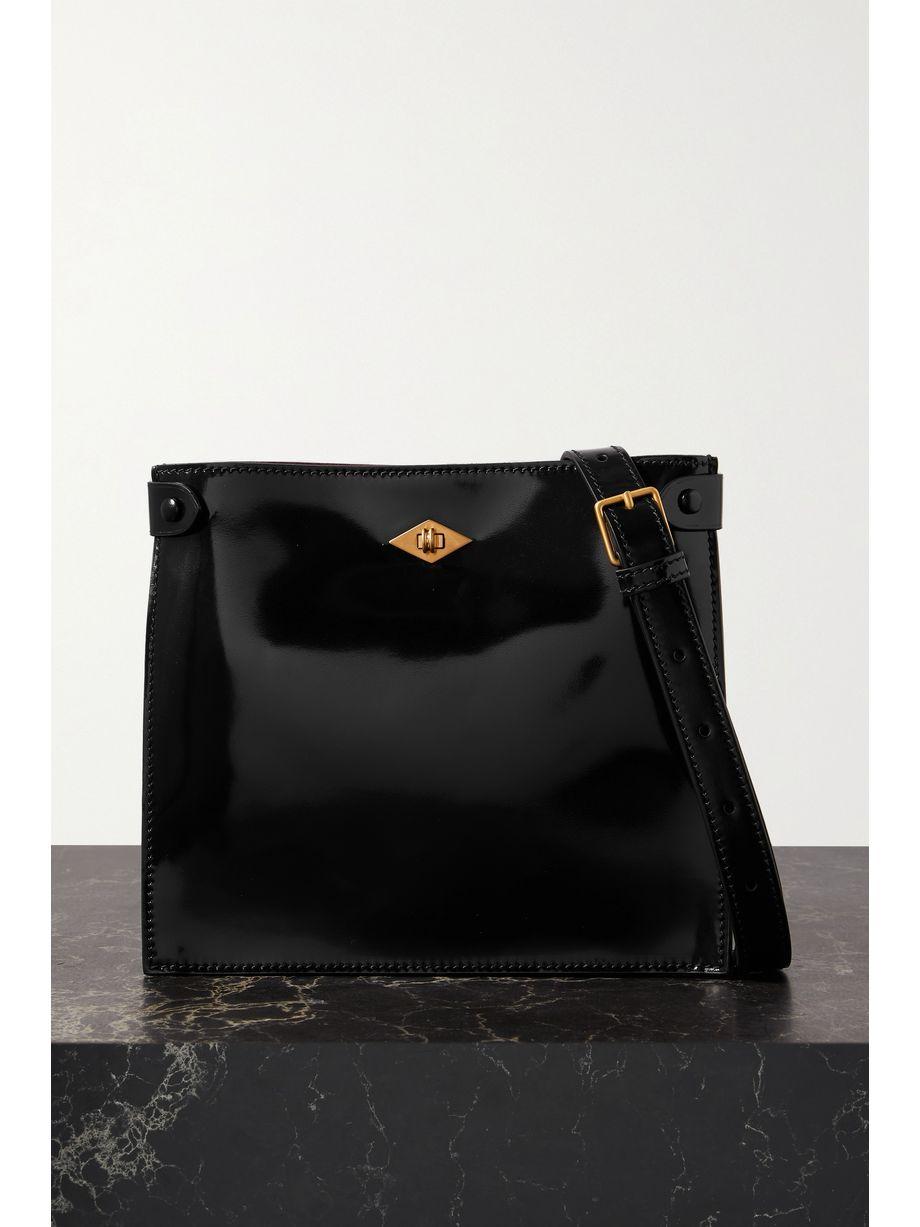 Stowaway glossed-leather shoulder bag by METIER