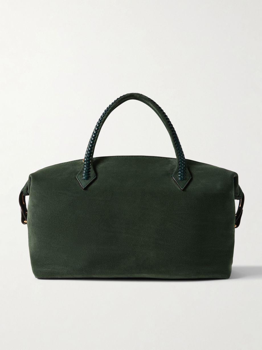 Vérité City medium braided leather-trimmed suede tote by METIER