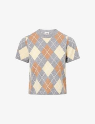 Argyle-Pattern Cashmere Baby T-Shirt by ME&EM